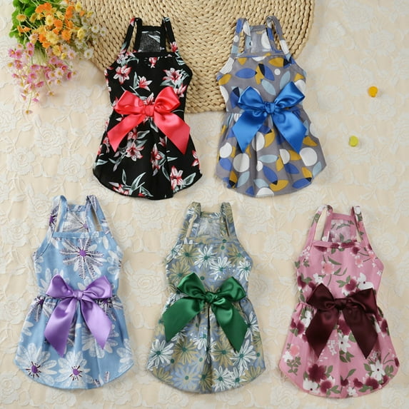 Shulemin Pet Clothes Colorful Print Decoration Soft Dog Strap Princess Dress,Purple M