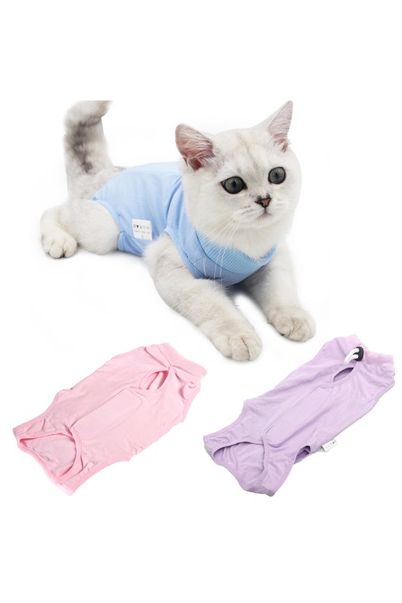 Pets Cat Kitten Recovery Weaning Suit Breathable Elastic Soft Clothes Vest Coat,Blue