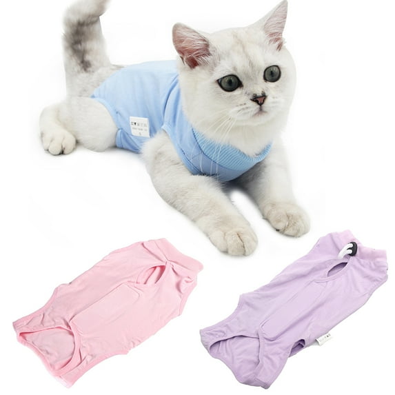 Shulemin Pets Cat Kitten Recovery Weaning Suit Breathable Elastic Soft Clothes Vest Coat,Purple