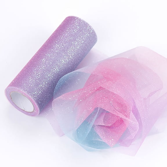 Shulemin Rainbow Glitter Tulle Roll for Table Runner Chair Sash Bow DIY Sewing Craft,Dark Color
