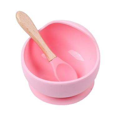 Shulemin Silicone Spoon Bowl Set with Suction Cup Baby Eating Training Anti-slip Dinnerware for Children