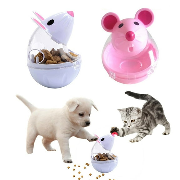 Shulemin Small Pet Cat Slow Feeder,Mouse Shape Treat Holder Food Storage Dispenser Toy ,Beige