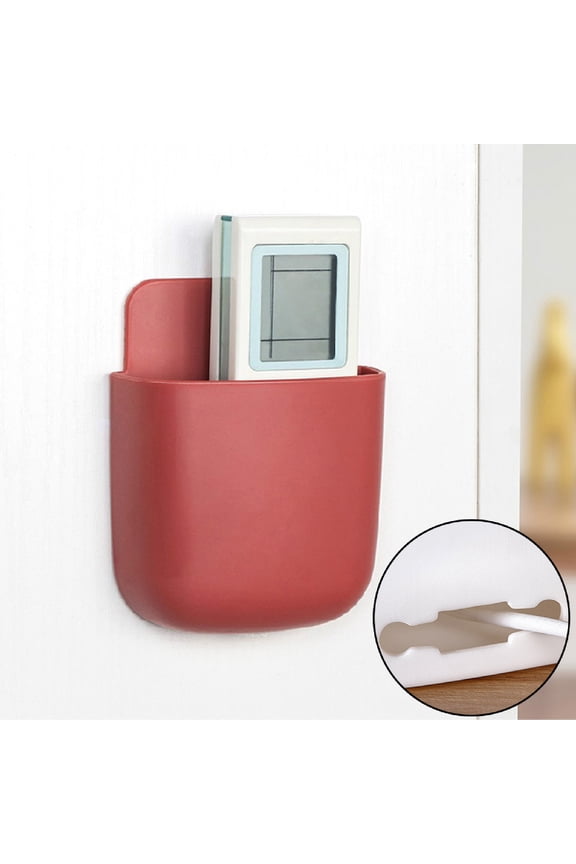 Storage Container Free Punch Storage Mobile Phone Holder Wall Mount Remote Control Storage Box for Bedside Table,Yellow L