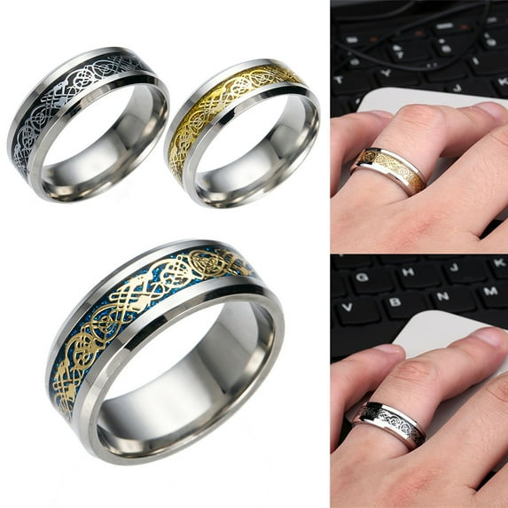 Shulemin Stylish Men Titanium Steel Smooth Surface Wedding Band Finger Ring Jewelry Gift Golden + Golden