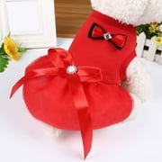 Shulemin Summer Bowknot Design Party Wedding Dog Puppy Princess Dress Pet Skirt Costume,Yellow