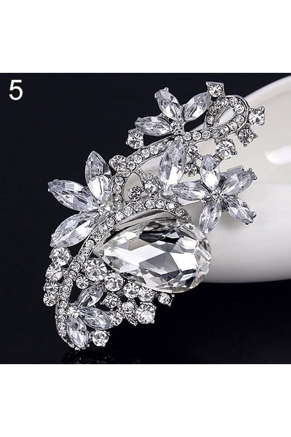 Waterdrop Flower Brooch Pin Rhinestone Crystal Brooches Bouquet Wedding Jewelry