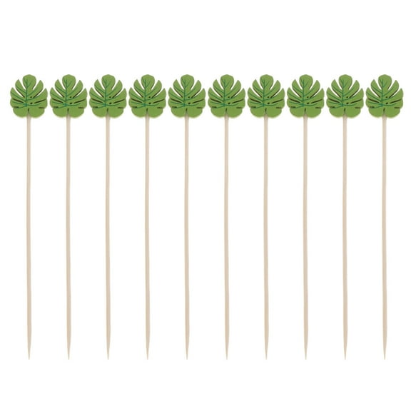 Shuliwen 100pcs Green Leaf Wood Cocktail Picks for Party Bar