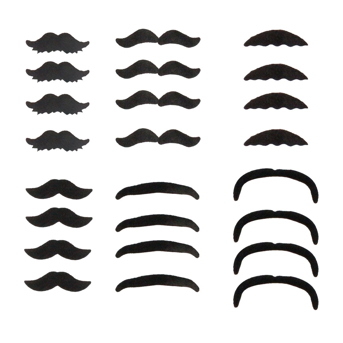 Shuliwen 24pcs Fake Mustache Set Black Self Adhesive Costume Beards Props for Kids Adults