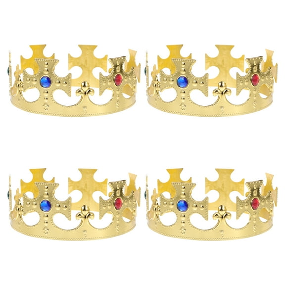 Shuliwen 4Pcs King and Queen Crowns Plastic Costume Crown for Celebration, 17x17cm