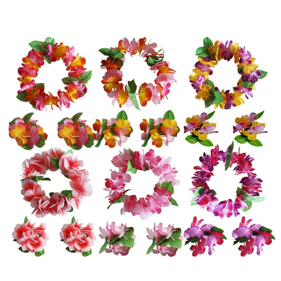 Shuliwen 6 Piece Hawaiian Floral Headband Lei Set for Girls Party