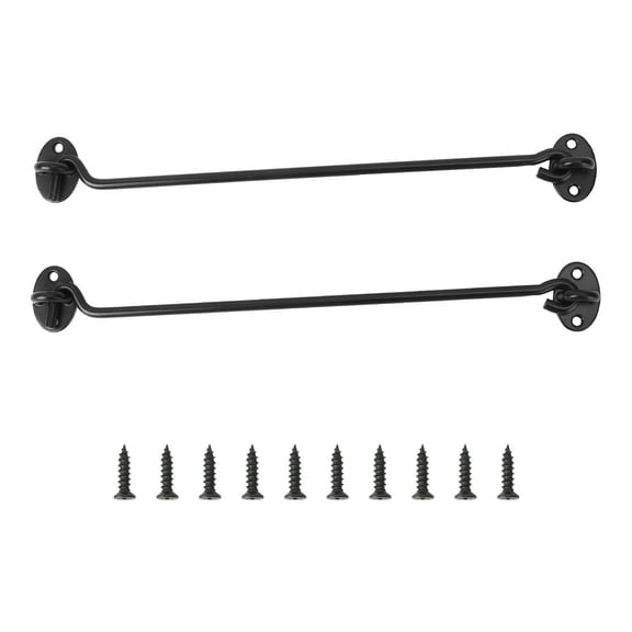 WASHWEPE Door Latch Hook Cabin Hooks Black 2Pcs 12.6 x 1.6in