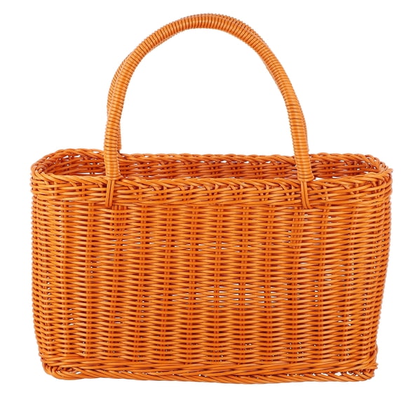 Shuliwen 1pc Imitation Rattan Plastic Shopping Basket, Decorative Flower Basket Handheld Tote for , Storage, Home Decor