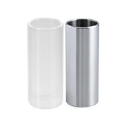 Shuliwen Guitar Slide 2 Pcs 60MM Glass Slide and Stainless Steel Slide Medium Bottleneck Slide for Guitar Bass (Transparent And Silver)
