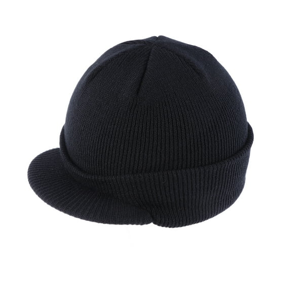 Shuliwen Peaked Cap Peaked Beanie Hat Insulated Warm Knitted Thermal Winter Stylish Peak for Men Women(Black)
