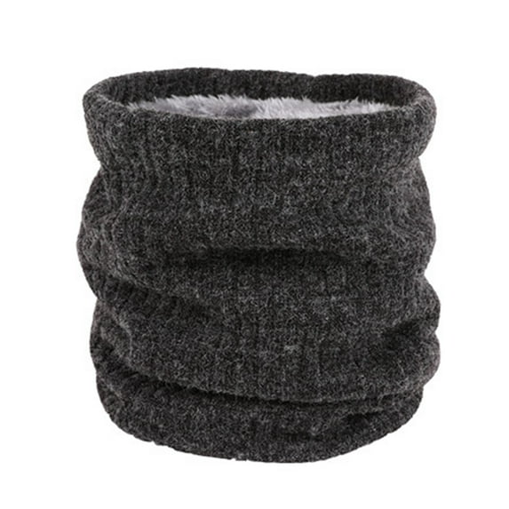Shuliwen Scarf Winter Scarves Double-Layer Fleece Lined Knit Neck Warmer Circle Scarf Windproof (Dark Grey)