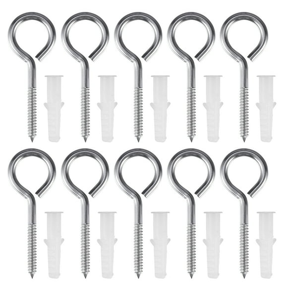 Shuliwen Tapping Screw 10pcs 304 Stainless Steel Self Tapping Screw Eye Bolt Ring Hook with Expansion Pipe(Closed Loop)