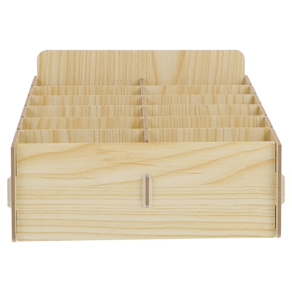 Shuliwen Wooden Storage Box Cell Holder Stationary Container Beige
