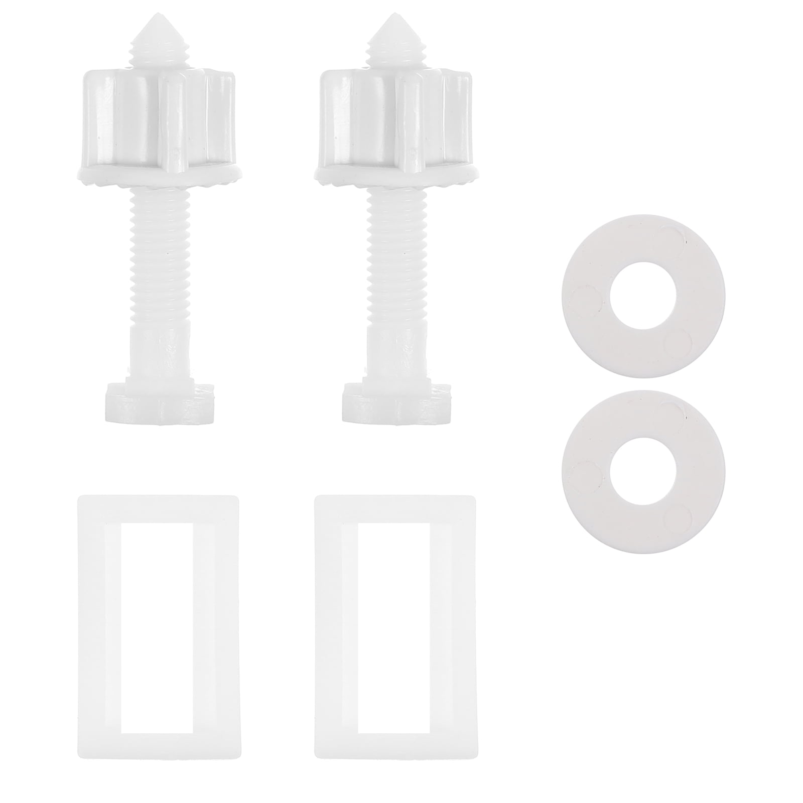JSP 8-Pack White Plastic Toilet Seat Hinge Bolts & Nuts - Universal Top Mount Replacement Hardware, Made In USA