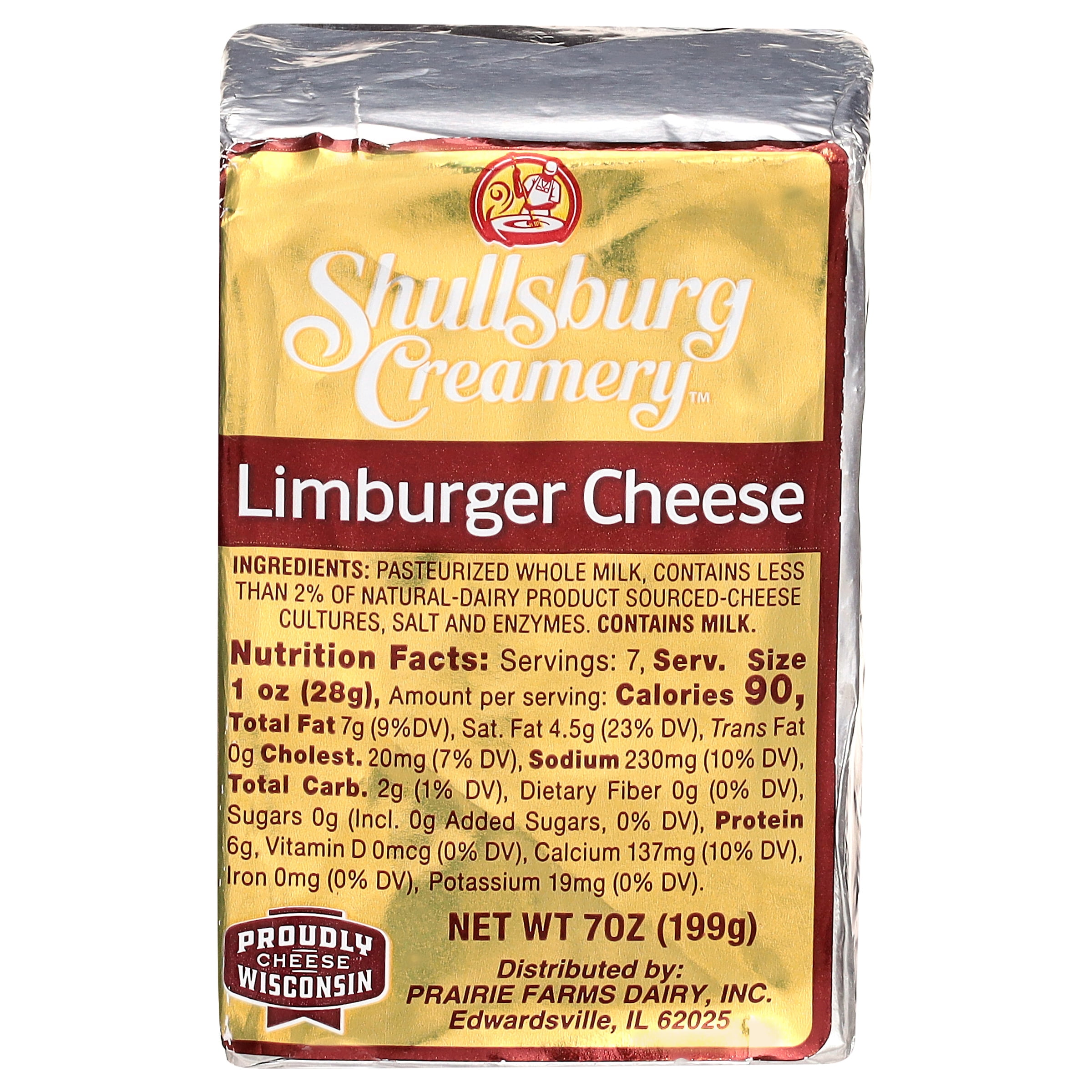 Shullsburg Creamery Limburger Cheese, 7 oz Block.