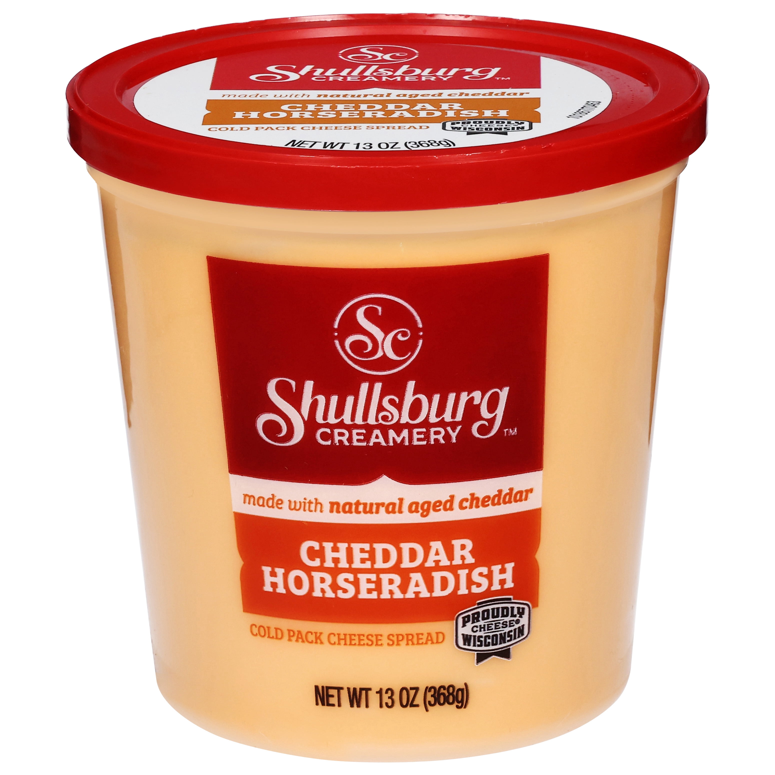 Shullsburg Creamery Horseradish Cheddar Spreadable Cheese Spread, 13 oz, Tub, Refrigerated