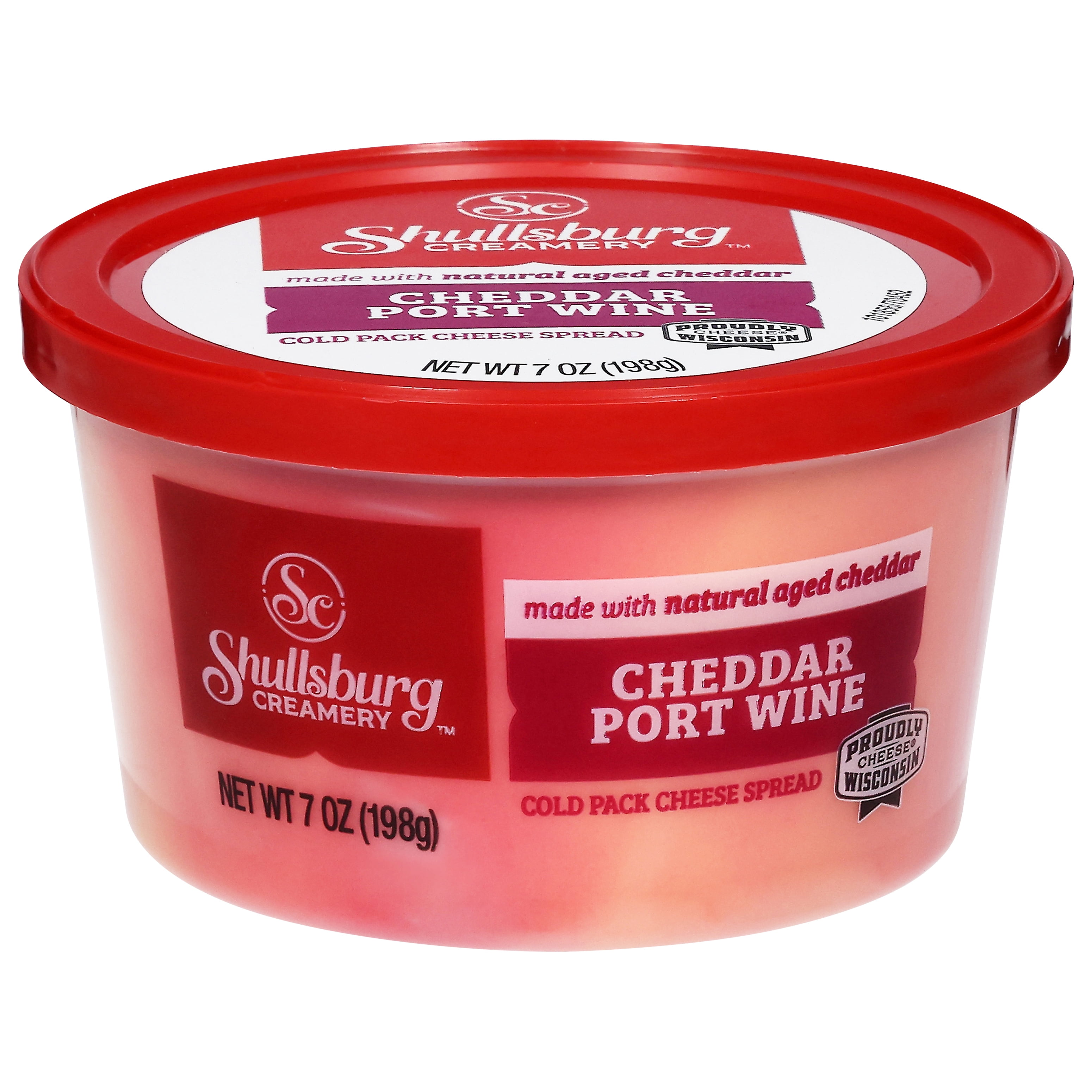 Shullsburg Creamery Cheddar Port Wine Spreadable Cheese Spread, 7 oz, Tub, Refrigerated