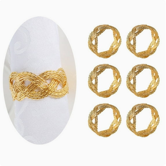 Shumics Napkin Rings Set of 12, Gold Napkin Rings Buckles for Table Deco