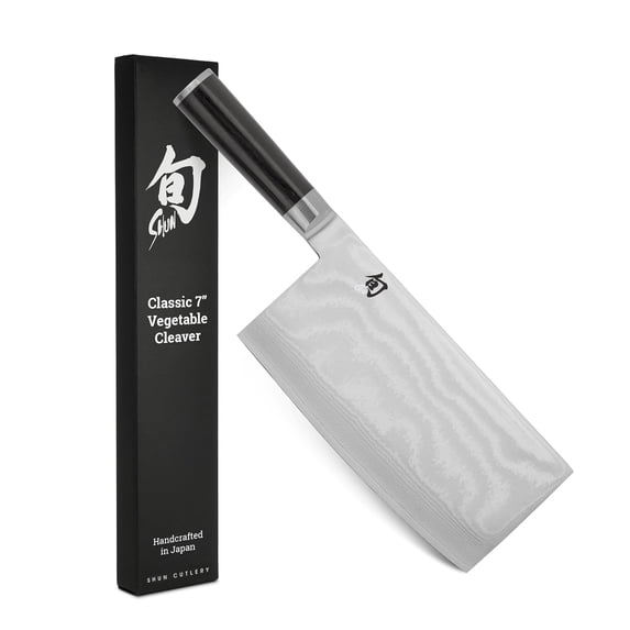 Shun Classic 7-Inch Vegetable Cleaver, VG-MAX Core with Damascus Stainless Steel Cladding, Pakkawood Handle