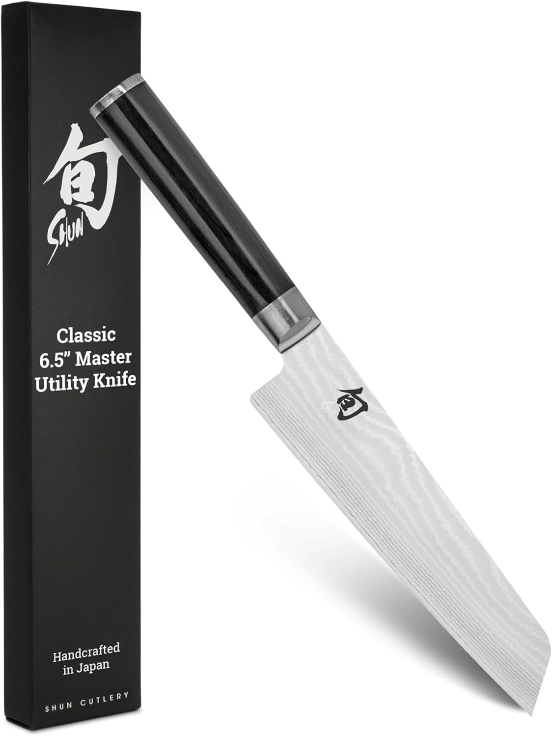 Shun Classic 6.5-Inch Master Utility Knife, VG-MAX Core with Damascus Stainless Steel Cladding, Pakkawood Handle