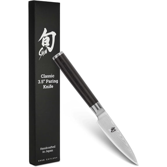 Shun Classic 3.5-Inch Paring Knife, VG-MAX Core with Damascus Stainless Steel Cladding, Pakkawood Handle, For Fruit and Vegetable Preparation