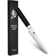 Shun Dual Core 6 Utility/Butchery Knife, Handcrafted Japanese Kitchen Knife, VG10 and VG2 Damascus Steel Blade, Pakkawood Handle, Precision and Sharpness for Professional and Home Chefs