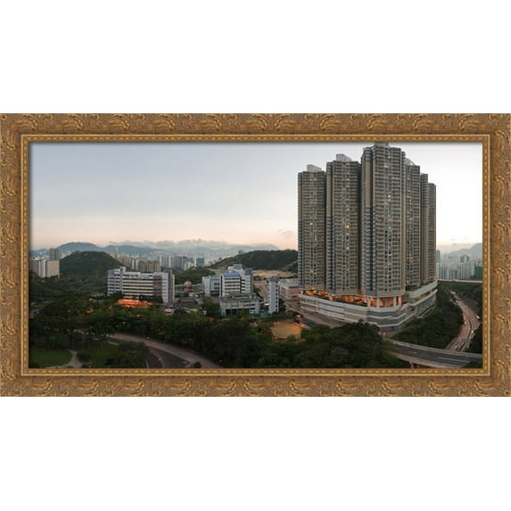 Shun Lee, Kwun Tong, Hong Kong 40x22 Large Gold Ornate Wood Framed Canvas Art