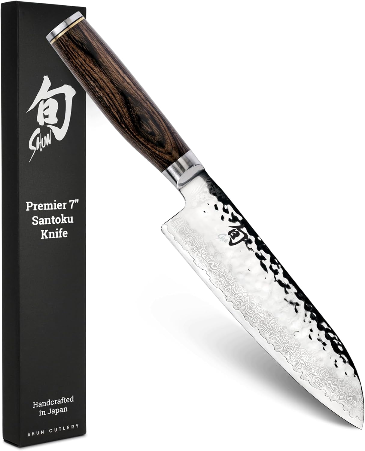 Shun Premier 7" Santoku Knife, VG-MAX Core with Damascus Stainless Steel Cladding, Pakkawood Handle, Japanese All Purpose Knife