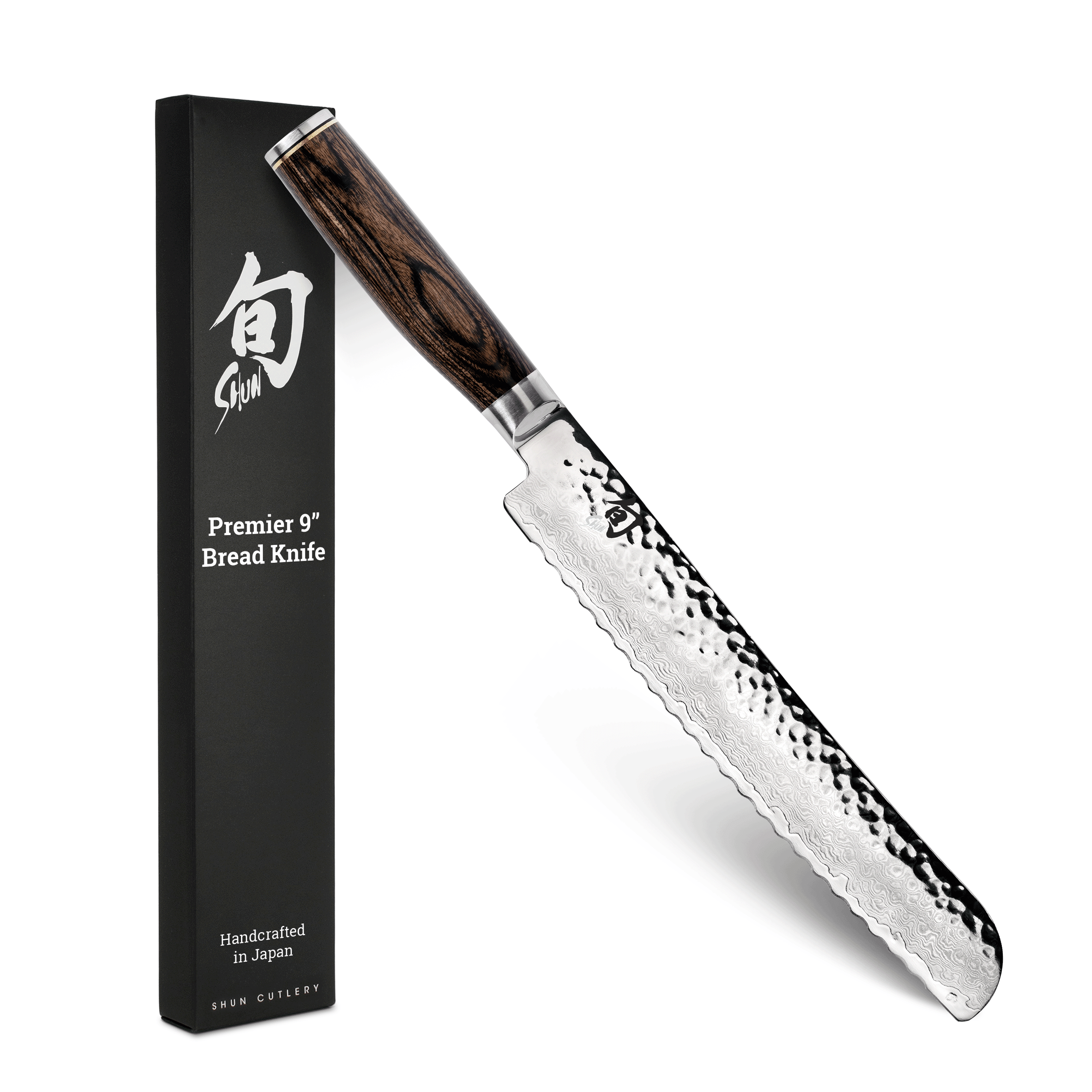 Shun Premier 9" Bread Knife, VG-MAX Core with Damascus Stainless Steel Cladding, Pakkawood Handle, Serrated Bread Knife