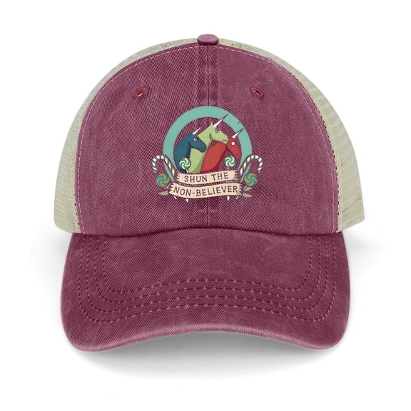 Shun The Non Believer Wine Red Hat Adjustable Funny Fashion Unisex Baseball Cap for Men Women