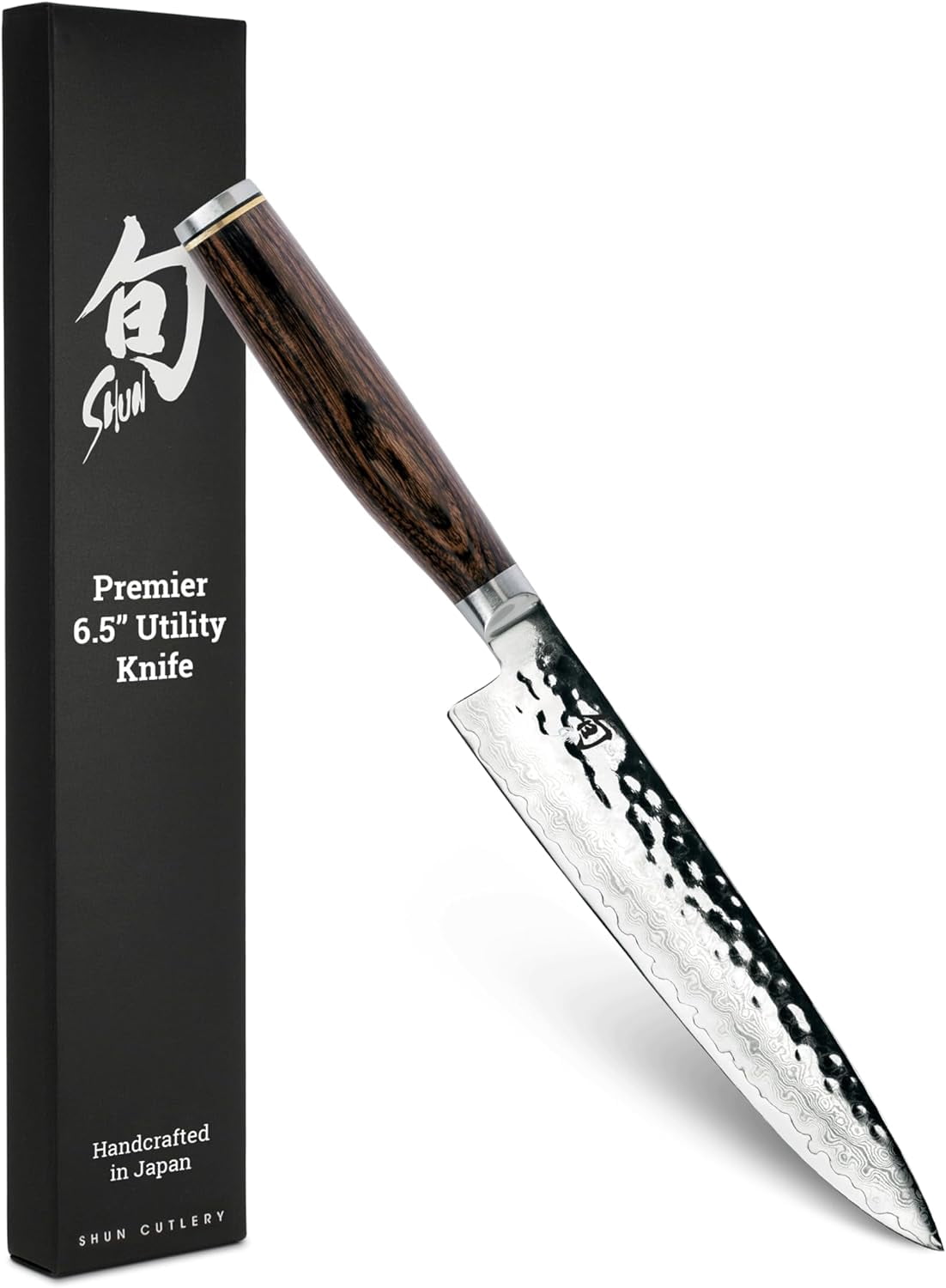 Shun Premier 6.5-Inch Utility Knife, VG-MAX Core with Damascus Stainless Steel Cladding, Pakkawood Handle