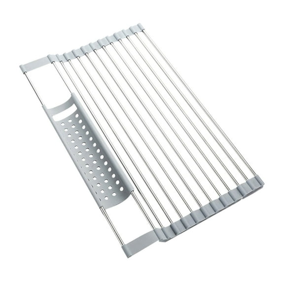 ShunRuiPi Extra Large Gray Expandable Roll Up Dish Drying Rack, Over The Sink Kitchen Rolling Up Dish Drainer , for Kitchen Sink Counter, Foldable , Cooking Tools and Gadgets, Utensil Sets