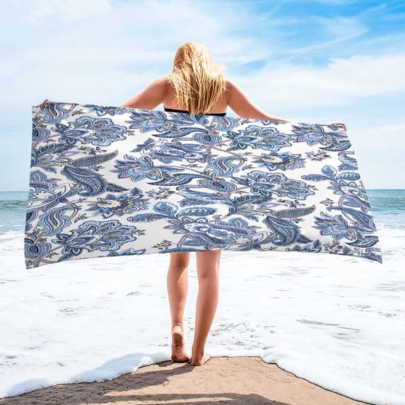 ShunRuiPi Microfiber Beach Towel Super Lightweight Colorful Bath Towel Sandproof Beach Blanket Multi-Purpose Towel for Travel Swimming Pool 30x60 Inch, Beach Towel, Lightweight Beach Towel, Pool Towel