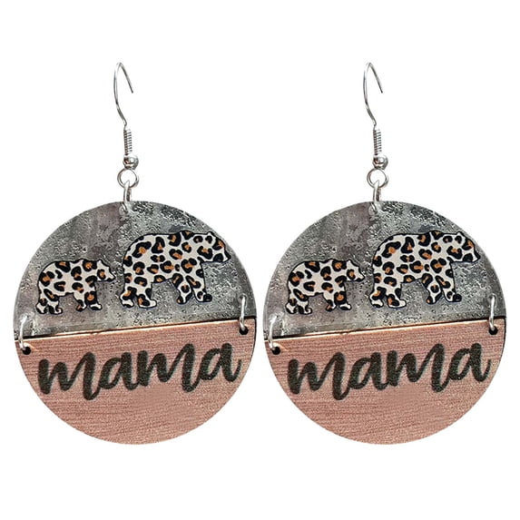 ShunRuiPi Black and Friday Home 2024 Mother's Day Acrylic Earrings Sunflower Bear Mother Leopard Transparent Wood Round Earrings, Cool Stuff To Put On Shelves, Cute Room Decor
