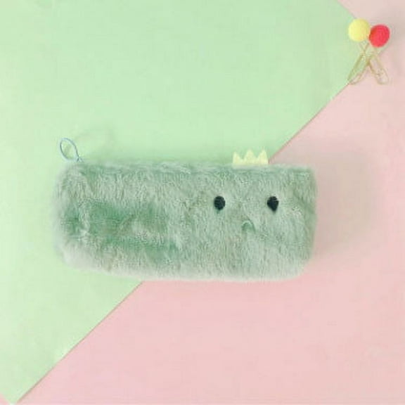 ShunRuiPi Plush Round Pencil Bag, Cute Super Cute Large Capacity Stationery Pencil Bag,Pencil Case With Supplies,,Zippered Pencil Pouch,Preppy Pencil Pouch Under