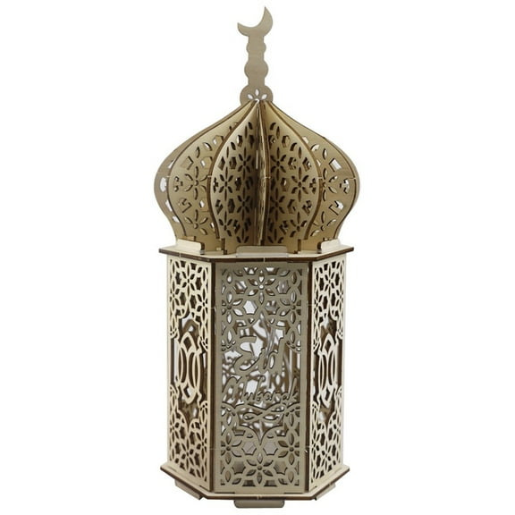ShunRuiPi Black and Friday Home Kitchen Wooden Ramadan Eid Mubarak Decorations for Home LED Candles, Modern Decor, Room Accessories