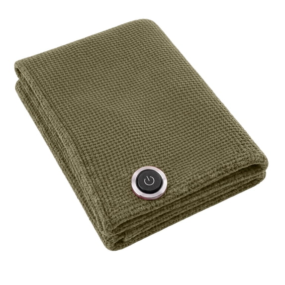 ShunXiQin Heated Blanket Throw with Waffle Knit Power Button Soft ...
