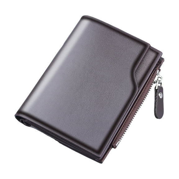 ShunXiQin Minimalist Wallet for Men with Zipper PU Leather Billfold Multi-purpose Card Holder Coin Pocket