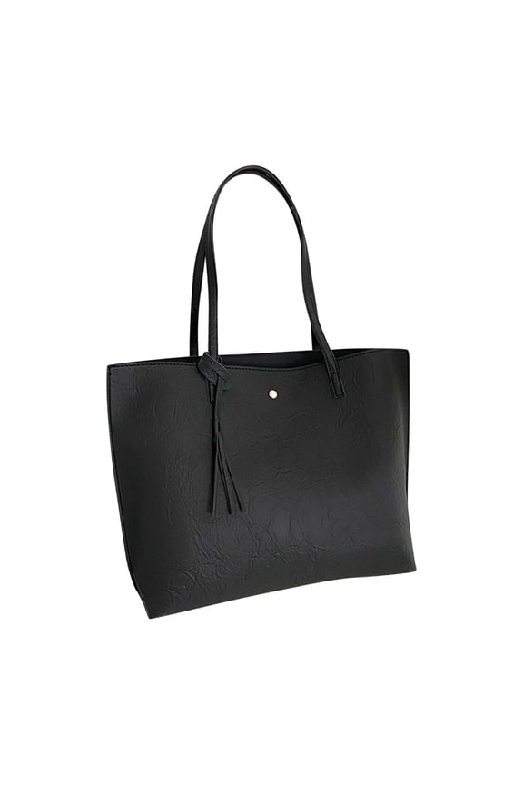 Women's PU Leather Tote Bag with Tassel Top Handle Big Capacity Handbag Purse for Travel Shopping