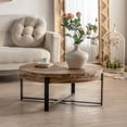 thumbnail image 1 of Shunda K Storage Round Medium Density Fiberboard Coffee Table, Natural, 1 of 6