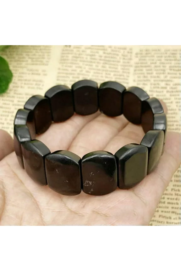 Shungite Bracelet Crystal Stone Oval Stretchy EMF Protection Reiki Healing Gift