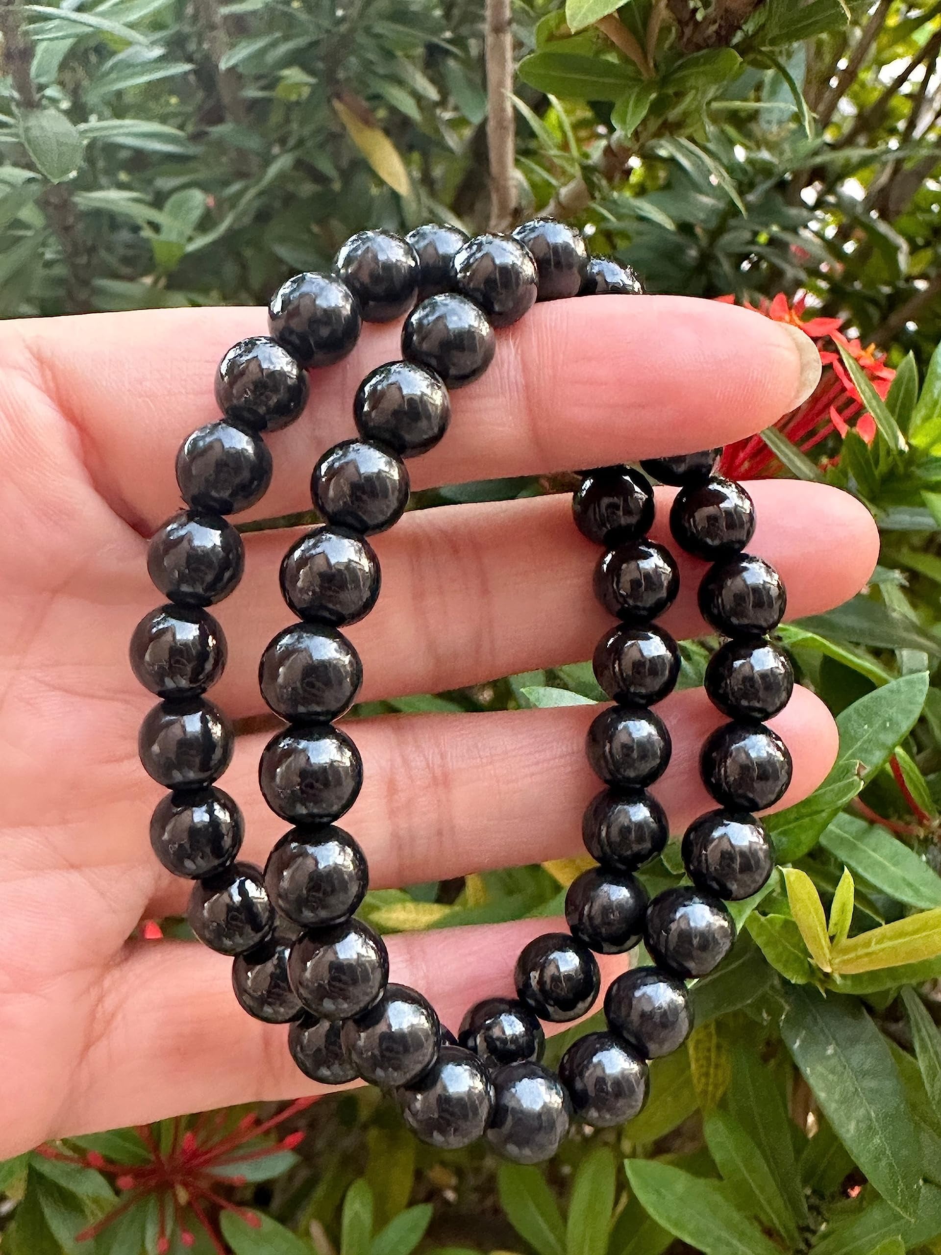 Shungite Crystal Bead Bracelet 8mm, Wholesale Genuine Shungite Stretch Gemstone Bracelet, Gift for Men & Women (3)