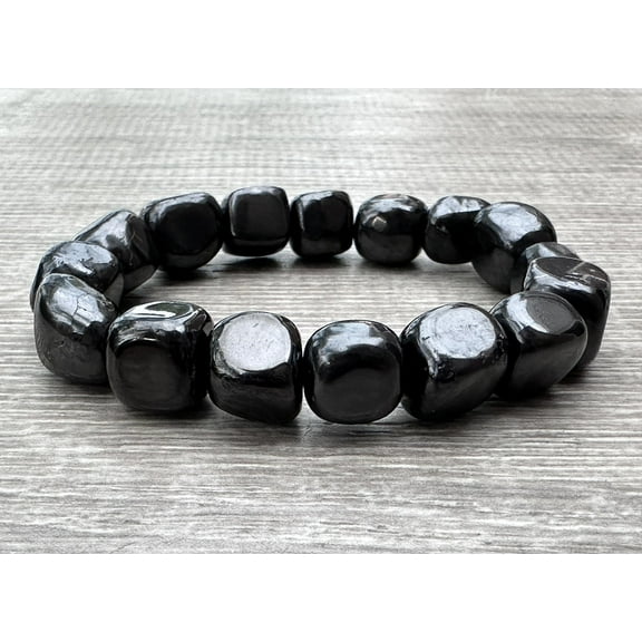 Shungite Crystal Nugget Bracelet, Wholesale Genuine Shungite Tumbled Gemstone Bracelet, Gift for Men & Women (1)