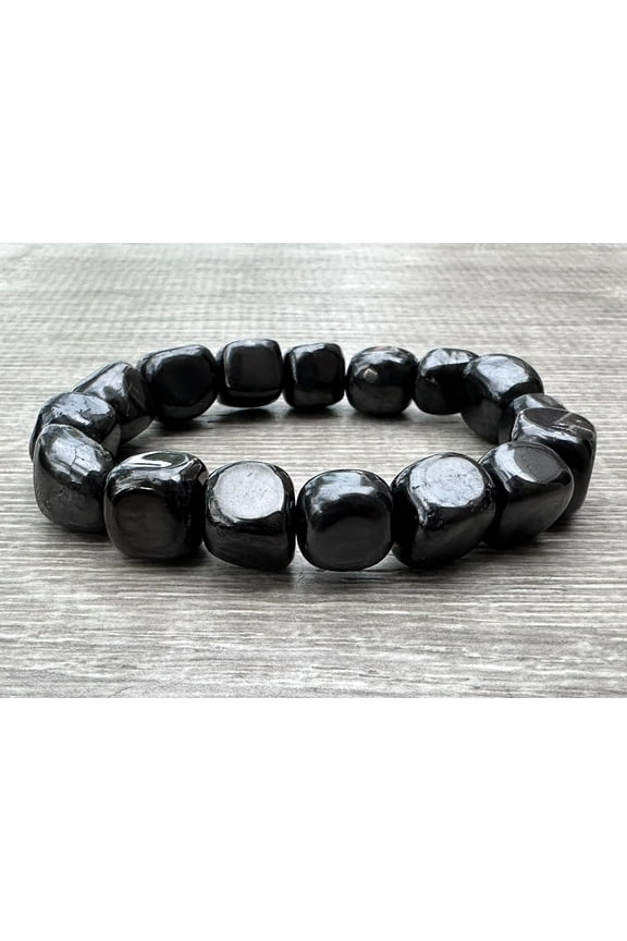 Shungite Crystal Nugget Bracelet, Wholesale Genuine Shungite Tumbled Gemstone Bracelet, Gift for Men & Women (1)