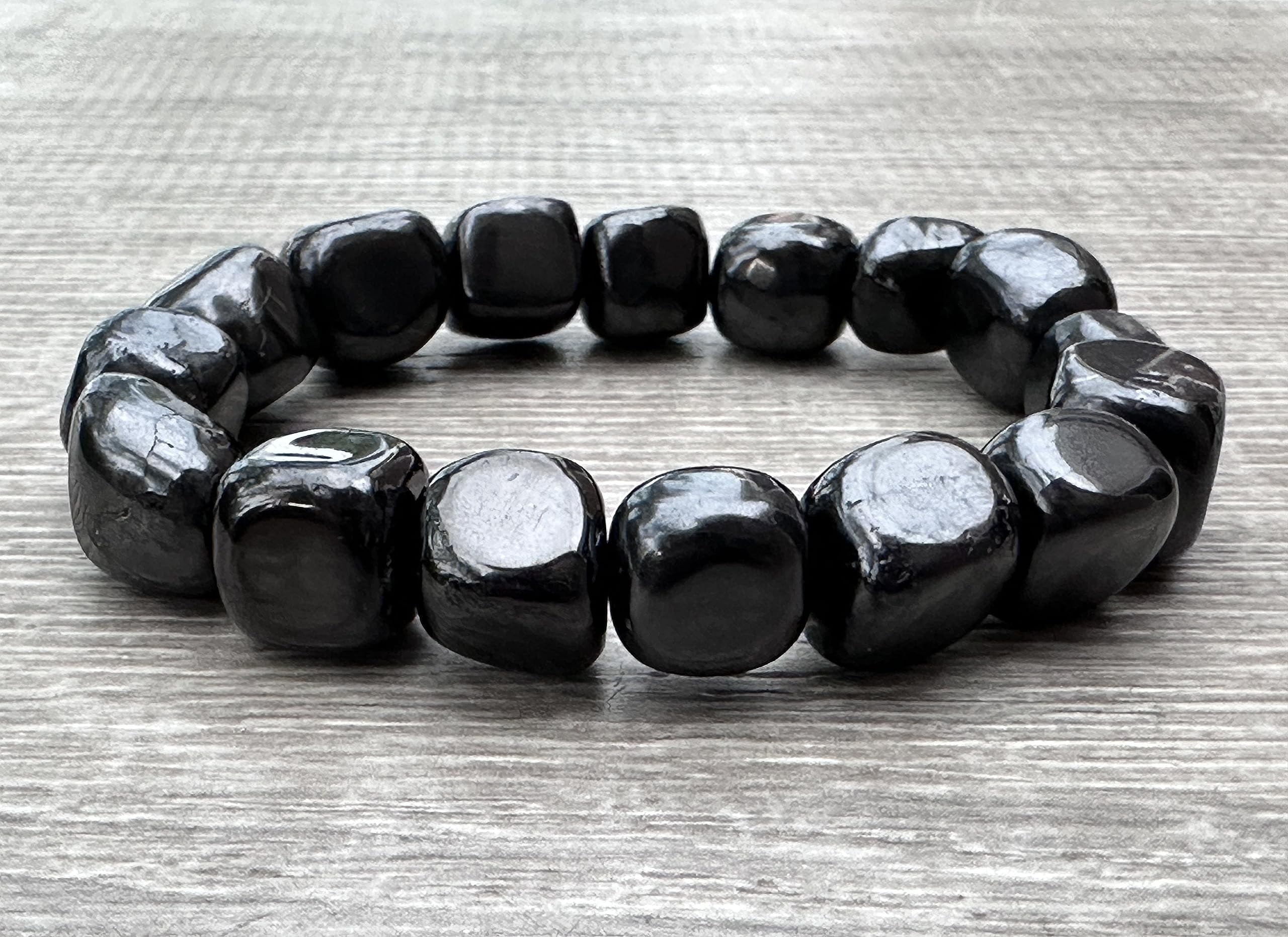 Shungite Crystal Nugget Bracelet, Wholesale Genuine Shungite Tumbled Gemstone Bracelet, Gift for Men & Women (5)