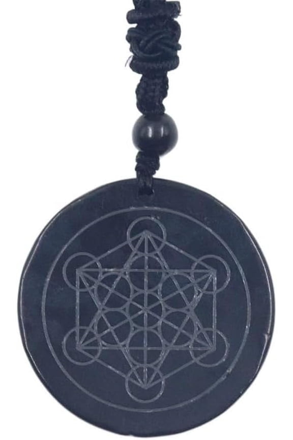 Shungite EMF Metatron Cube Necklace,Metatron Cube Necklace for Men Women,EMF Protection